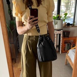 Jerome Dreyfuss Black Leather Drawstring Crossbody Bag